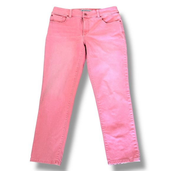 Chico's Platinum Denim Pink Cotton-Spandex High Waist Ankle Snap Detail Jeans - Picture 1 of 8